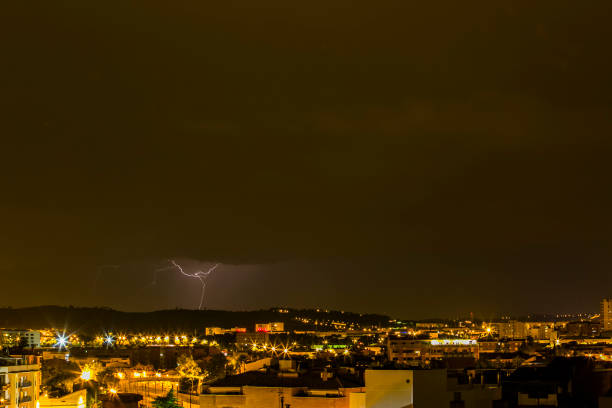 Lightning in Sabadell city, Barcelona, Spain