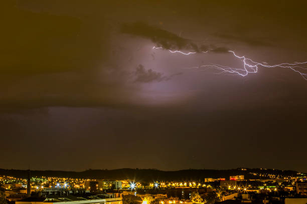 Lightning in Sabadell city, Barcelona, Spain