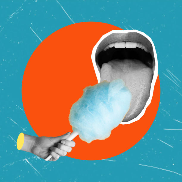 istock Art collage, mouth and cotton candy. 1794659968