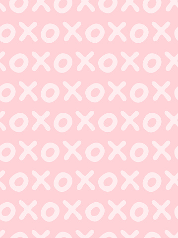 Seamless vector pattern with xoxo text. Valentine's day background, cover template.