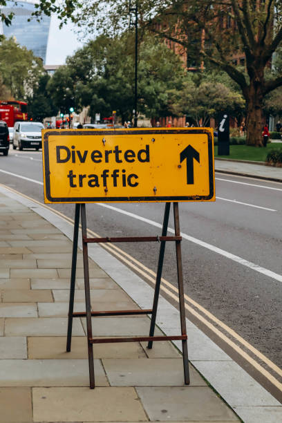 istock Diverted traffic sign in central London 1794670601