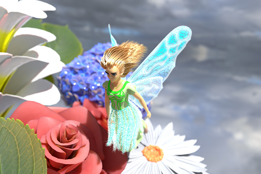 3D rendering of cartoon fairy.