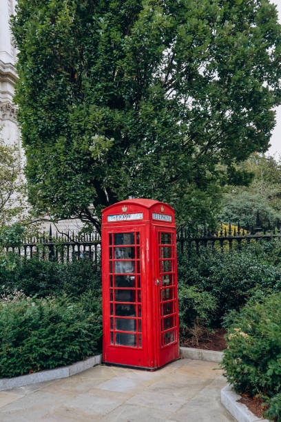 istock Iconic red telephone boxes in central London 1794684738