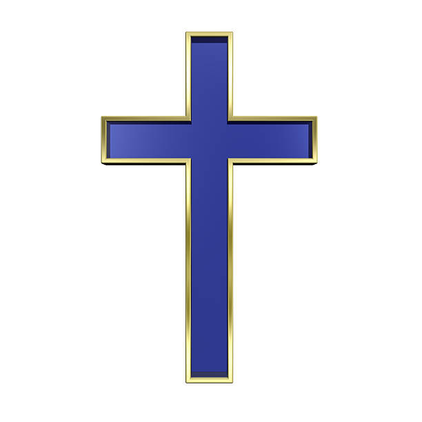 istock Gold - blue cross isolated on white 179468744