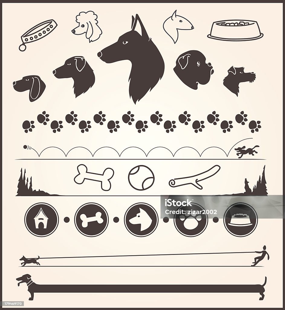 Pies elementy projektu - Grafika wektorowa royalty-free (Kość dla psa)
