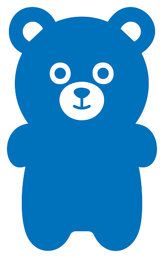 Simple blue icon of a bear