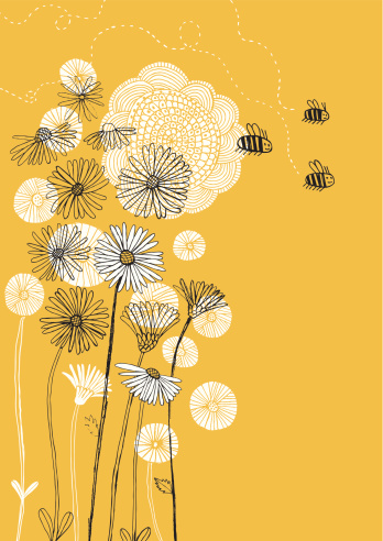 Vector file of hand drawn flowers and insects