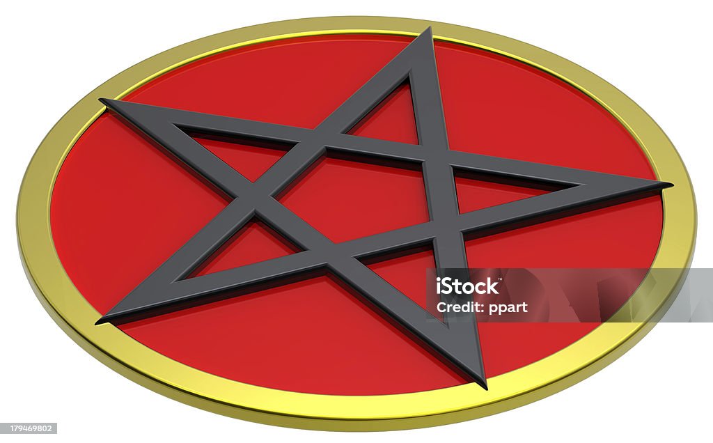Pentagram isolated on white. Computer generated 3D photo rendering. Black Color Stock Photo