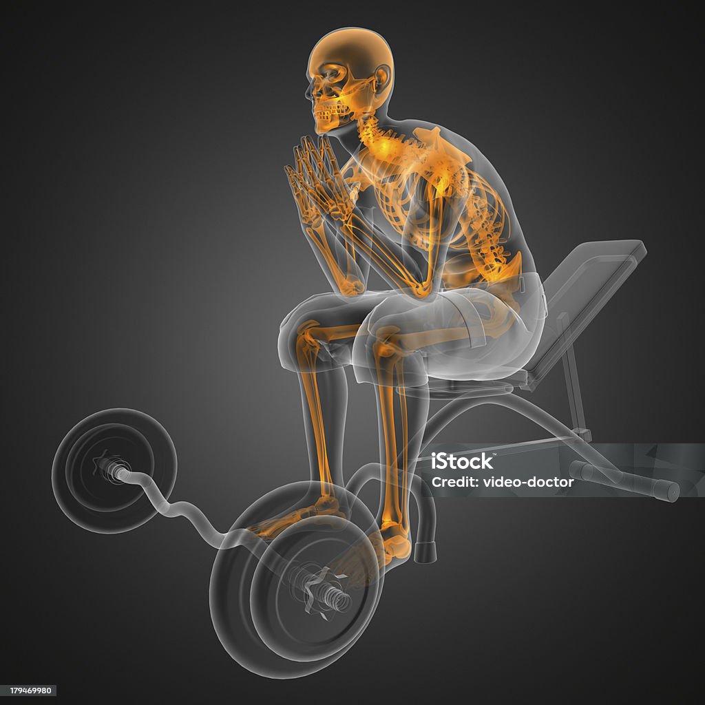 man in gym room radiography Anaerobic Exercise Stock Photo