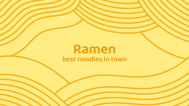 Yellow ramen soup texture banner template Yellow ramen soup texture banner template. Asian instant noodle, pasta or spaghetti. Japanese, Chinese wavy design. Background abstract food illustration instant noodle package stock illustrations