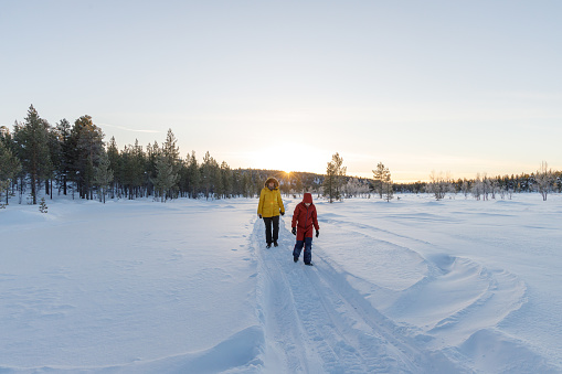 Family vacations in Finnish Lapland, mother and daughter