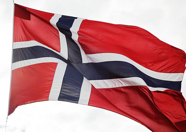 istock Norwegian flag in red white and blue. 179471778