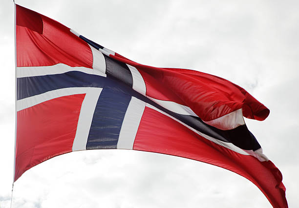 istock Norwegian flag in red white and blue. 179471871