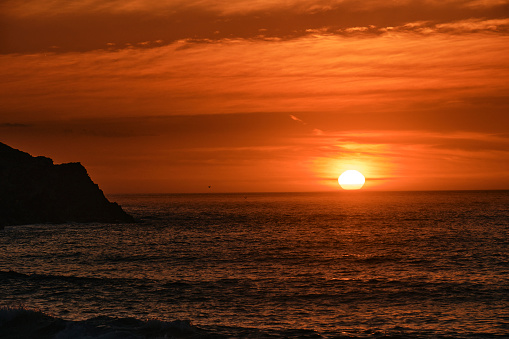 Early September Sun Set over Fistral Beach, Newquay, Cornwall.