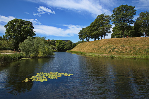 Water channel at Kastellet in Copenhagen, Denmark, Europe, Northern Europe