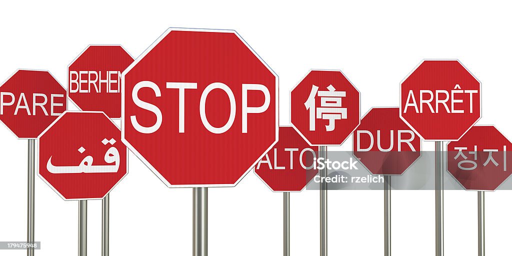 Multilingue interrompere le indicazioni - Foto stock royalty-free di Alfabeto