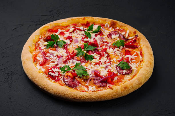 istock Italian pizza on black stone 1794759953