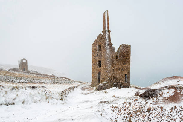 istock Old mine building engine house in snow 1794763222