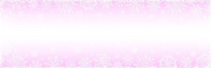 Pink Christmas banner with snowflakes and stars. Merry Christmas and Happy New Year greeting banner. Horizontal new year background, headers, posters, cards, website. Vector illustration