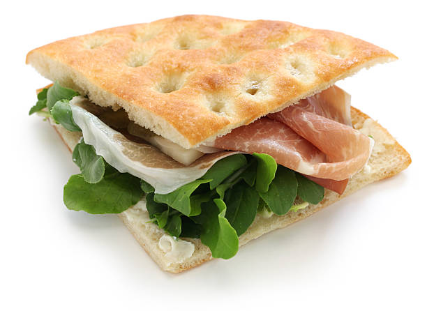 focaccia panino, italiana sándwich - jamón de parma fotografías e imágenes de stock