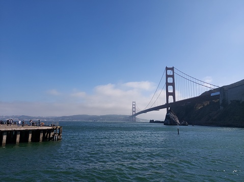 The iconic Golden Gate Bridge on a sunny day. San Francisco, California, USA