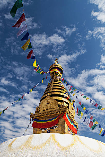 swayambhunath tempio - nepal buddha monkey temple tibet foto e immagini stock