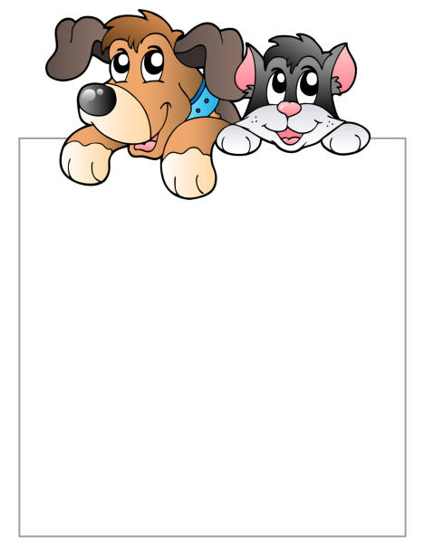 Blank frame with lurking pets Blank frame with lurking pets - vector illustration. dog borders stock illustrations