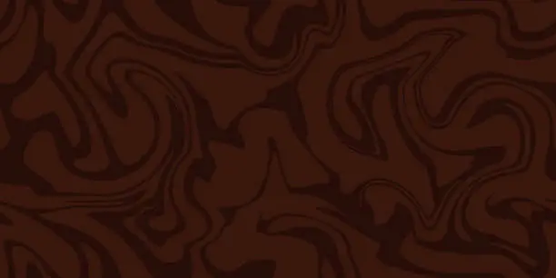 Vector illustration of Brown marble acrylic swirl seamless pattern. Coffee or chocolate liquid texture.