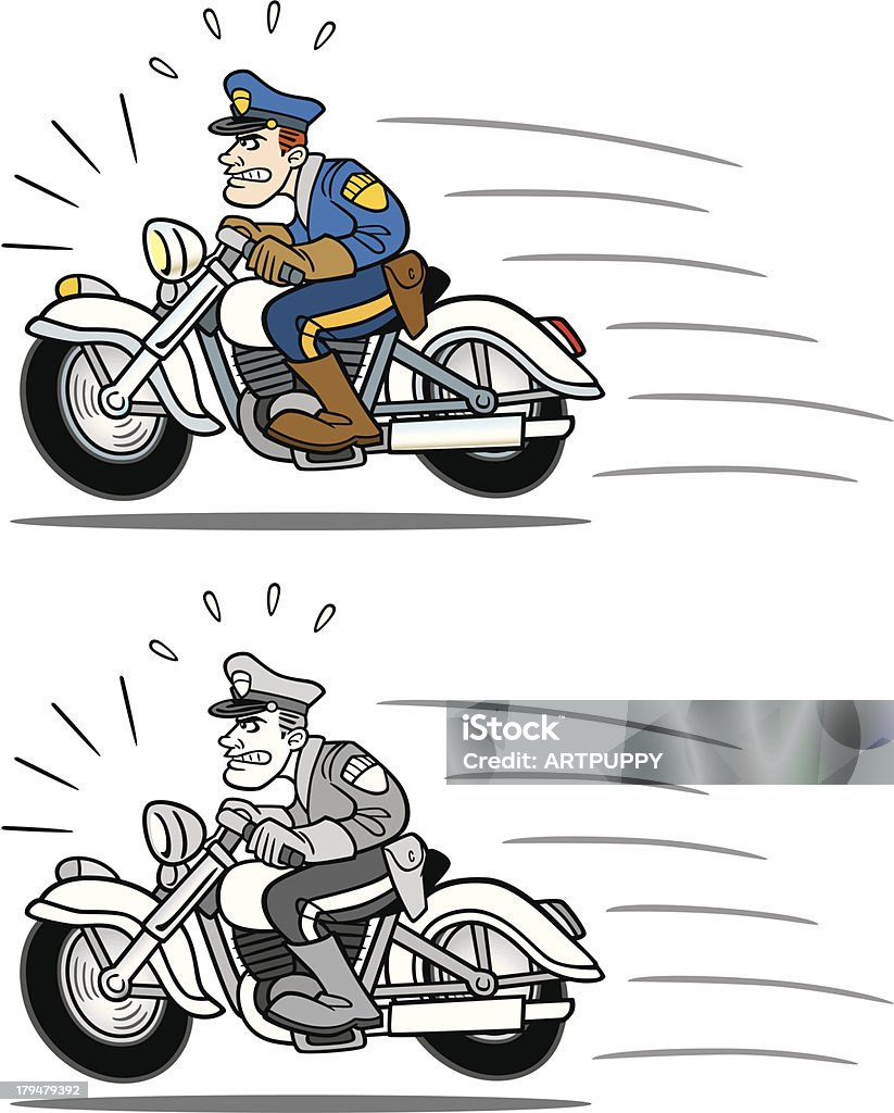 Vintage Cop On Motorcycle Great illustration of a classic cop on a motorcycle. Perfect for a highway or law enforcement illustration. EPS and JPEG files included. Be sure to view my other illustrations, thanks! Cartoon stock vector