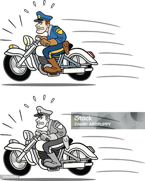 Vintage Cop On Motorcycle Stock Illustration - Download Image Now - Cartoon, Motorcycle, Police Force