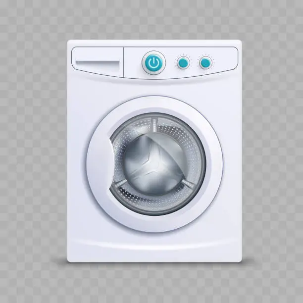 Vector illustration of Realistic mockup of a washing machine.