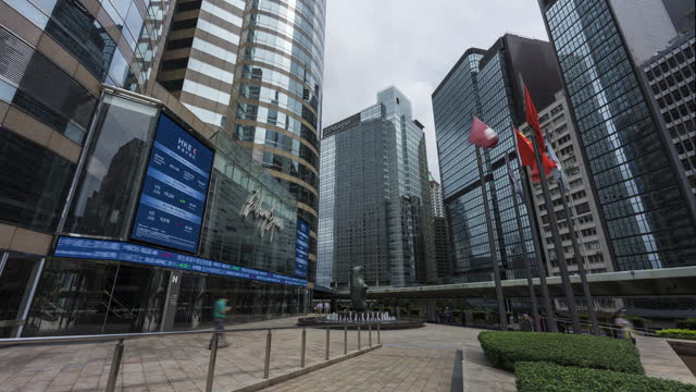 Hong Kong's financial heart at IFC Mall's square and exchange square