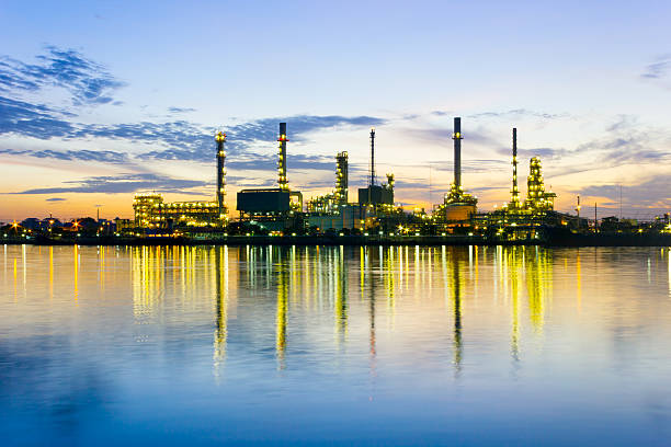istock Oil refinery at twilight 179483371