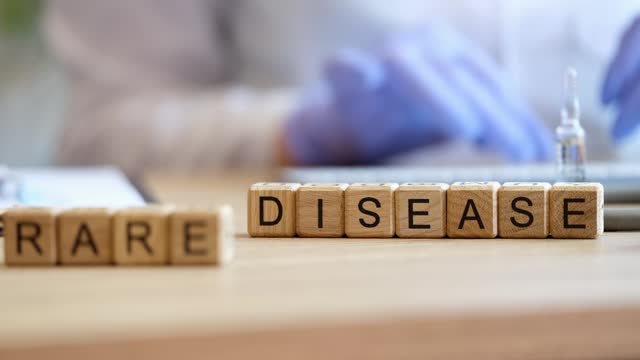 Rare diseases inscription words and unusual disorders medical concept