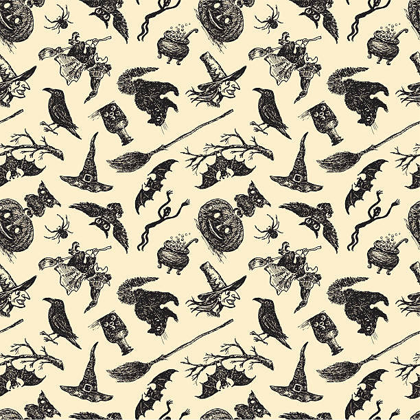 pattern of Halloween Vector pattern of a theme of Halloween. bat silouette illustration stock illustrations