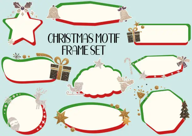 Vector illustration of Text frame set with Christmas motifs