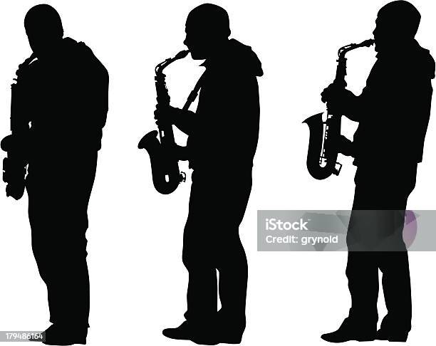 Saxophon Mann Stock Vektor Art und mehr Bilder von Saxophonist - Saxophonist, Kontur, Saxophon