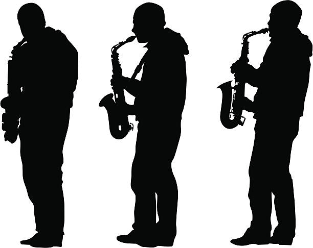 saksofon człowiek - saxophonist stock illustrations