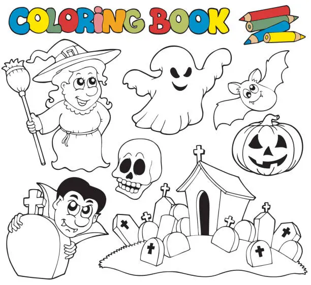 Vector illustration of Coloring book with Halloween theme