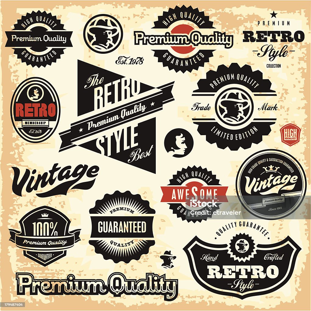 Retro vintage Label-Kollektion - Lizenzfrei Limitierte Auflage Vektorgrafik