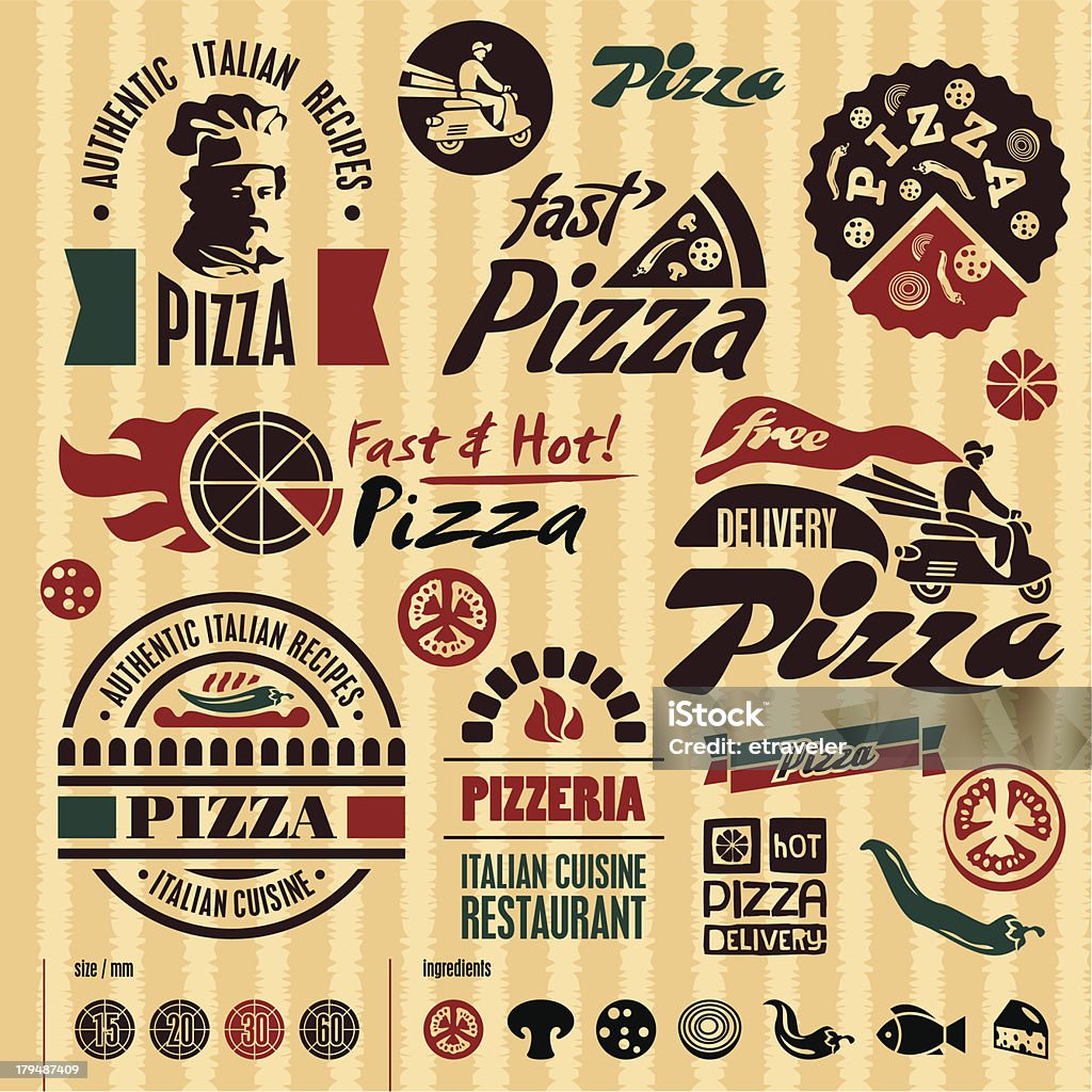 Pizza coleção de rótulos - Vetor de Pizza royalty-free