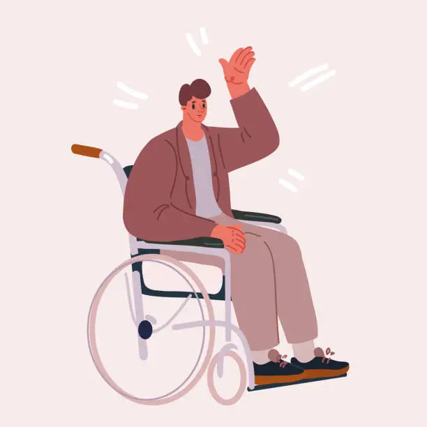 Vector illustration of Vector illustration of Man is sitting in a wheelchair