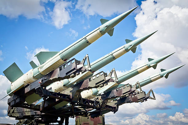 Military Air Missiles in defense readiness Medium range self-propelled anti-aircraft missiles  S-125 Neva ready to launch anti aircraft photos stock pictures, royalty-free photos & images