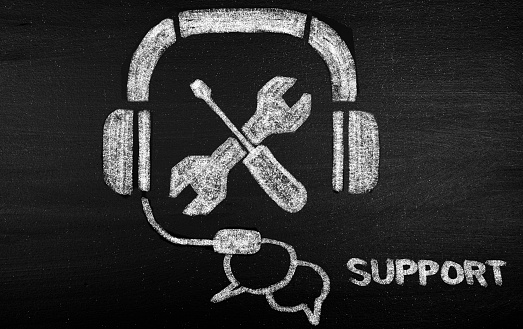 Support concept on chalkboard