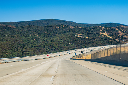 Traffic along the I-5 Interstate towards Los Angeles in California, USA
