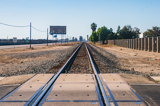 Driving over a Railroad Crossing on California State Route 1 in Oxnard, California