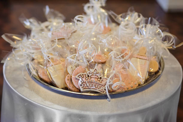 istock Cookies in form of crown on a candy bar 1794908235