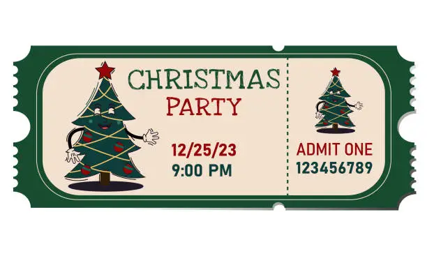 Vector illustration of Christmas Party Ticket