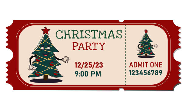 istock Christmas Party Ticket. Illustration of a retro Christmas tree with eyes 1794908776
