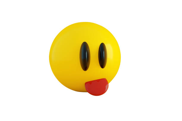 emoticon with tongue isolated on white background, 3d rendering